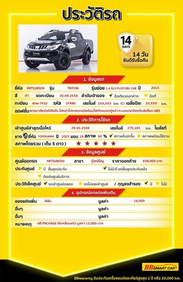 Mitsubishi Triton 2015 2.4 GLS Plus Pickup ดีเซล ไม่ติดแก๊ส เกียร์ธรรมดา ดำ รูปที่ 2