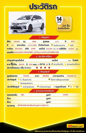 Toyota Yaris 2017 1.2 E Sedan เบนซิน ไม่ติดแก๊ส เกียร์อัตโนมัติ เทา รูปที่ 2