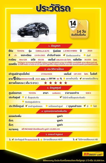 Toyota Altis 2020 1.8 Hybrid Mid Sedan ไฮบริด ไม่ติดแก๊ส เกียร์อัตโนมัติ ดำ รูปที่ 2