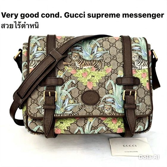 หนังแท้ น้ำตาล กระเป๋าสะพายข้างผู้ชาย gucci messenget bag มือสอง