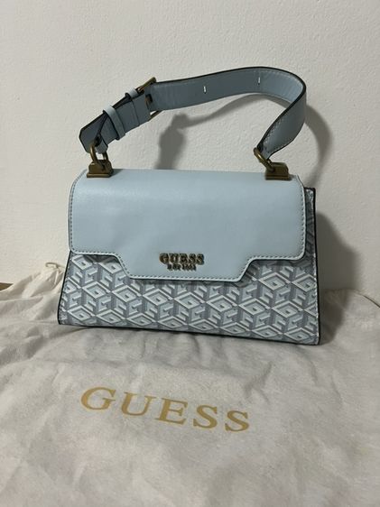 [Like New] GUESS Hallie Top Handle Flap สีฟ้าพาสเทล ลาย Geometric รูปที่ 2