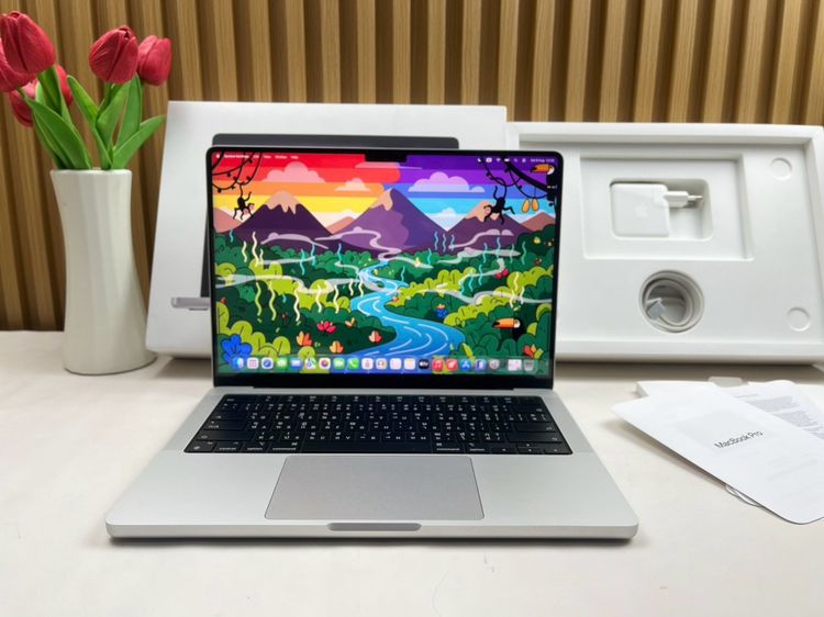 Mackbook Pro 14 Inch แมค โอเอส 16 กิกะไบต์ อื่นๆ ใช่ MacBook Pro 14-inch M4  2024  Ram16GB SSD512GB Silver CPU 10-core,GPU 10-core  Apple care 6 AUGUST 2027