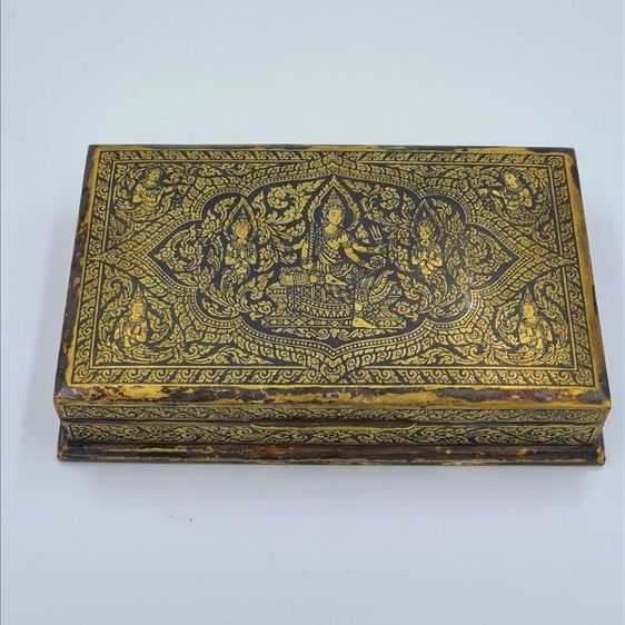 เฟอร์นิเจอร์เก่า กล่องถมทองทองสวยงานเก่า ลายพระพรมกับเทพพนม