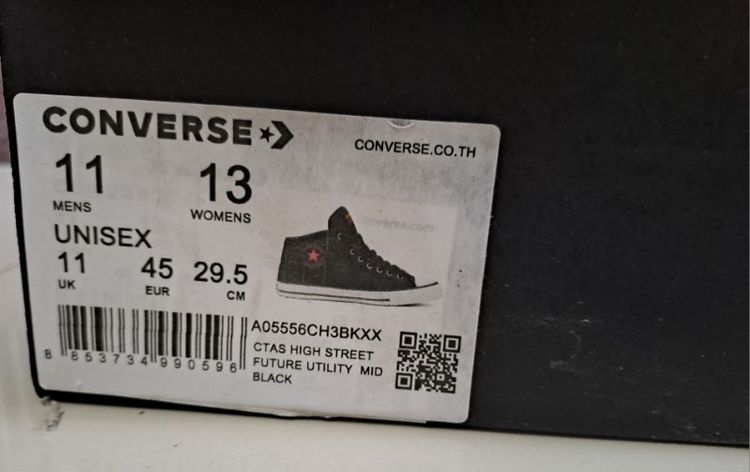 รองเท้าผ้าใบ ผ้าใบ UK 11 | EU 46 | US 11.5 ดำ รองเท้าconverse