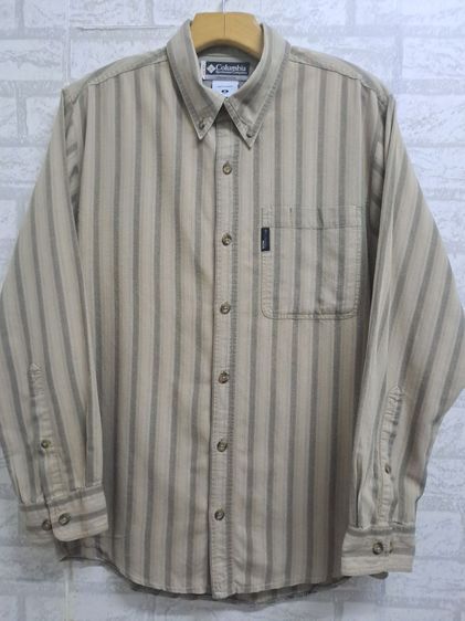 อื่นๆ เสื้อเชิ้ตแขนยาวสีน้ำตาลลายทาง ผ้าฝ้าย Cotton100% กระดุมปั๊มทุกเม็ด แบรนด์ Columbia‼️