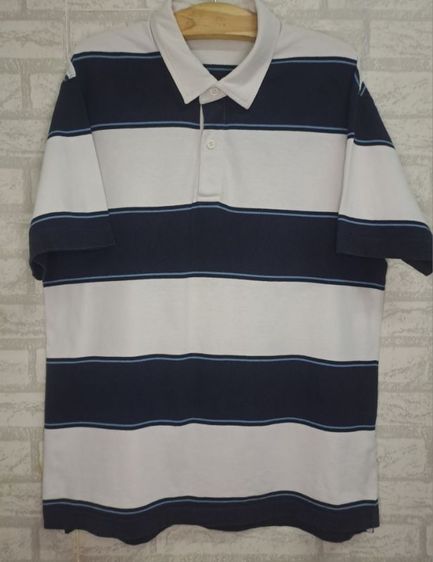 เสื้อยืดคอปกแขนสั้นลายขวาง (สีน้ำเงินกรม-ขาว และมีเส้นริ้วสีฟ้าเล็กแทรก) แบรนด์ Uniqlo‼️ รูปที่ 3