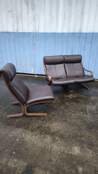 โซฟา Fuji Furniture special edition vintage sofa Scandinavian style เบาะหนังแท้-ไม้ดัดdesigned by Ashimo-san รูปที่ 8