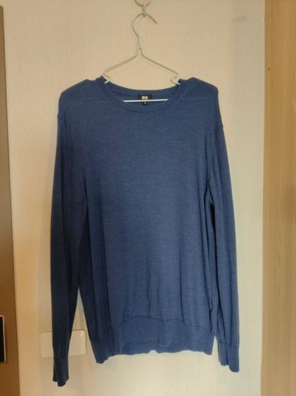 อื่นๆ อื่นๆ เสื้อไหมพรมแขนยาว Uniqlo สีน้ำเงินคราม ผ้านุ่มใส่สบาย ไม่ร้อน