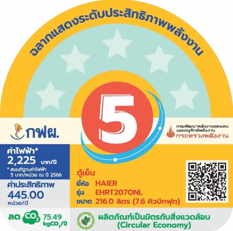 ตู้เย็น Haier 2 ประตู ขนาด 7.6 คิว ความจุ 216 ลิตร รูปที่ 2