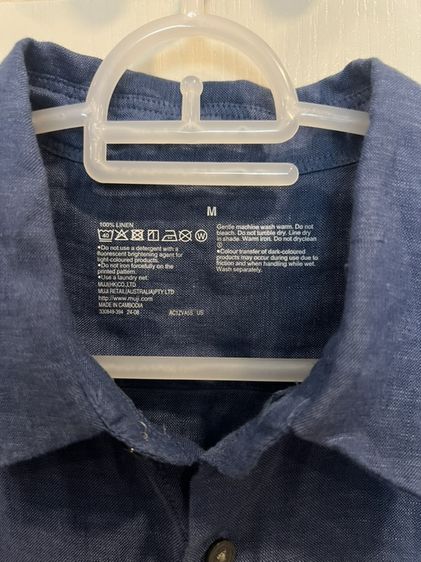 เสื้อเชิ้ตแขนยาว ผ้าลินิน ยี่ห้อ Muji รุ่น washed linen Size M รูปที่ 6