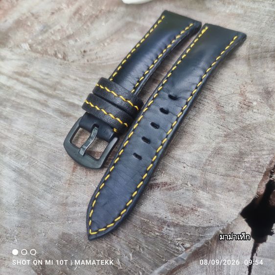 สายนาฬิกาแฮนด์เมด Handmade หนังแท้ ฟอกฝาดอิตาลี สีดำ ขนาดหู 22 มม สวยวินเทจ คลาสสิค รูปที่ 4