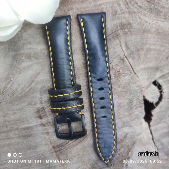 สายนาฬิกาแฮนด์เมด Handmade หนังแท้ ฟอกฝาดอิตาลี สีดำ ขนาดหู 22 มม สวยวินเทจ คลาสสิค รูปที่ 2