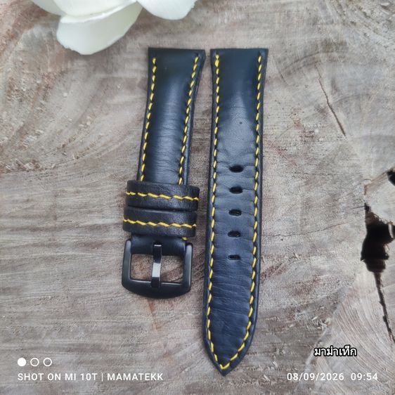 สายนาฬิกาแฮนด์เมด Handmade หนังแท้ ฟอกฝาดอิตาลี สีดำ ขนาดหู 22 มม สวยวินเทจ คลาสสิค รูปที่ 3