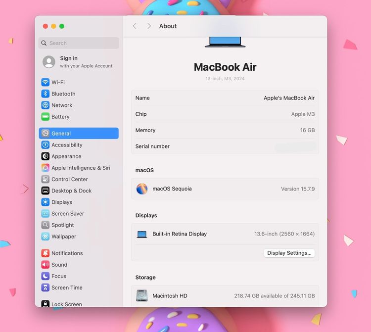 MacBook Air 13-inch M3 2024 Ram16GB SSD256GB Midnight Apple Care 30 August 2026 รูปที่ 12