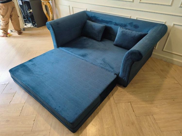 โซฟาเบดผ้ากำมะหยี่ สีเทาดำ สไตล์ Modern Cozy สินค้าใหม่ รูปที่ 4