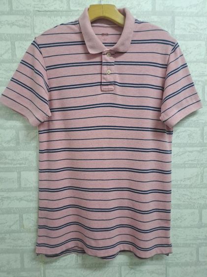 อื่นๆ อื่นๆ เสื้อยืดคอปกแขนสั้นลายขวาง สีชมพูนู้ด-ลายริ้วสีกรม แบรนด์ Uniqlo‼️