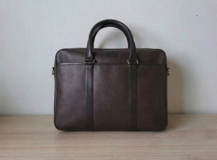 หนังแท้ ชาย กระเป๋า Coach Briefcase  สีน้ำตาล  แท้