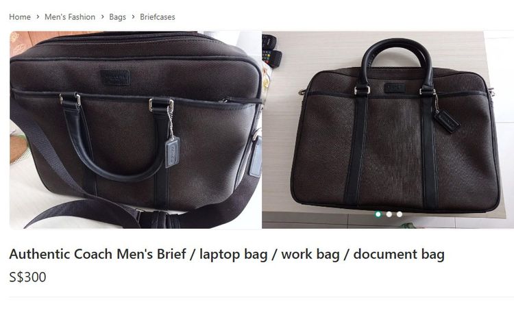 กระเป๋า Coach Briefcase  สีน้ำตาล  แท้ รูปที่ 9