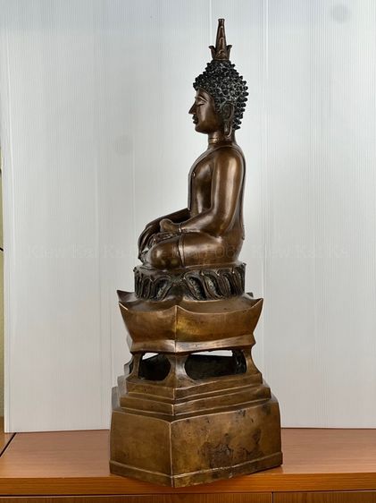 พระบูชาศิลปะล้านช้างลาว ฐานสูง เนื้อสัมฤทธิ์ หน้าตักกว้าง 9 นิ้ว ความสูง 27 นิ้ว รูปที่ 3
