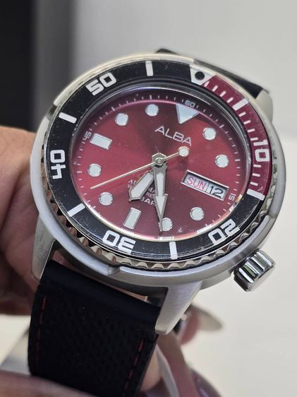 ALBA Automatic AL4381X1 หน้าปัดแดง Automatic Day-Date ครบกล่อง + สายเหล็กเพิ่ม รูปที่ 8
