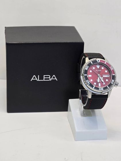 ALBA Automatic AL4381X1 หน้าปัดแดง Automatic Day-Date ครบกล่อง + สายเหล็กเพิ่ม