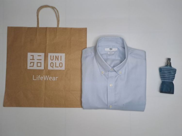 เสื้อเชิ้ตแขนยาวสีฟ้า แบรนด์ Uniqlo‼️ รูปที่ 4