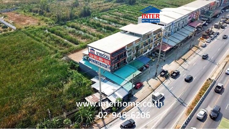 อาคารพาณิชย์ 3 ชั้น 59.1 ตร.ว. อาคารพาณิชย์ ติดสะพานยกระดับมอเตอร์เวย์ ถนนคลองหลวง ถนนเลียบคลองสี่ คลองหลวง ปทุมธานี