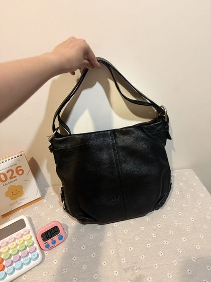 COACH F15064 Black Hobo Leather Shoulder Bag