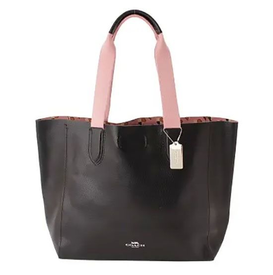หนังแท้ หญิง กระเป๋า Coach tote สีดำ แท้ 