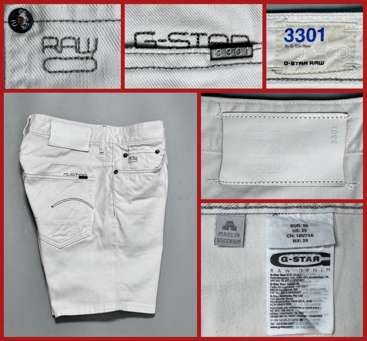 ขาว ⚠️รุ่นใหม่‼️กางเกงขาสั้น G-STAR RAW ของแท้ สไตล์กางเกงยีนส์