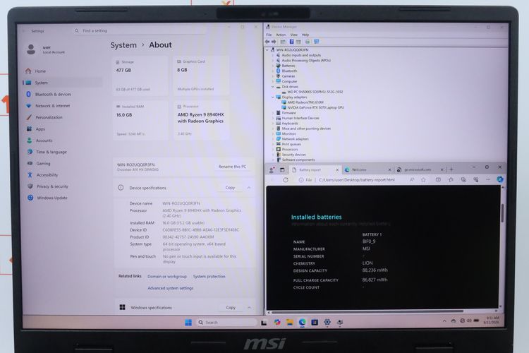 MSI Crosshair A16 HX Ryzen 9 8940HX.RTX5070 RAM16.512GB  รูปที่ 2
