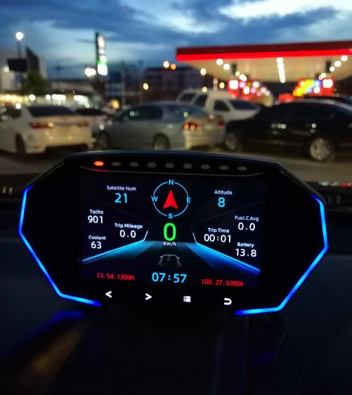 HUD ดิจิตอลสมาร์ท LCD Gauge OBD2 + GPS + Slope OBD F11 รูปที่ 2