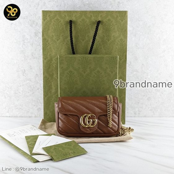 Used Gucci Marmont super mini สีน้ำตาล อะไหล่ทอง ของแท้ มือสอง  สภาพดี อุปกรณ์ครบ