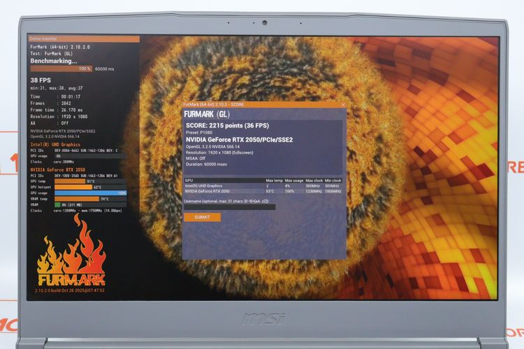 MSI THIN 15 Core i5-12450H.RTX2050 RAM8.512GB รูปที่ 4