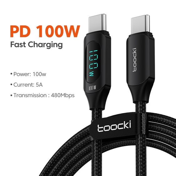 ขายยกล็อต Toocki สายชาร์จ Type-C 100W PD 60 เส้น ของใหม่ เส้นละ 98 บาท รูปที่ 2