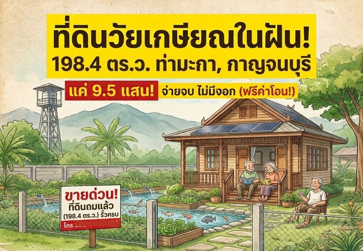 ที่ดินท่ามะกา กาญจนบุรี ใกล้กรุงเทพเพียง 1 ชม. ใกล้แหล่งชุมชน น้ำไฟเข้าถึง สร้างบ้านสวนหลังเกษณียสบายๆ รูปที่ 2
