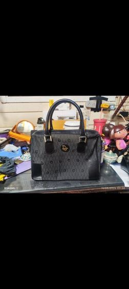 ผ้า หญิง ดำ กระเป๋า Dior รุ่นVintage Honeycomb/Trotter Jacquard Top Handle Boston Bag กระเป๋าถือทรงหมอนบอสตันวินเทจ
