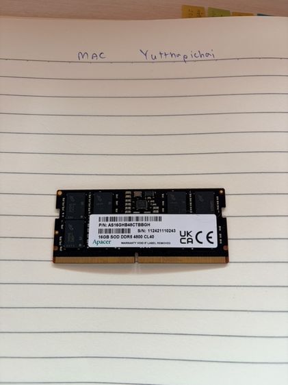 ที่เก็บข้อมูลและเมมโมรี่การ์ด RAM Apacer 16GB DDR5 SOD 4800MHz CL40
