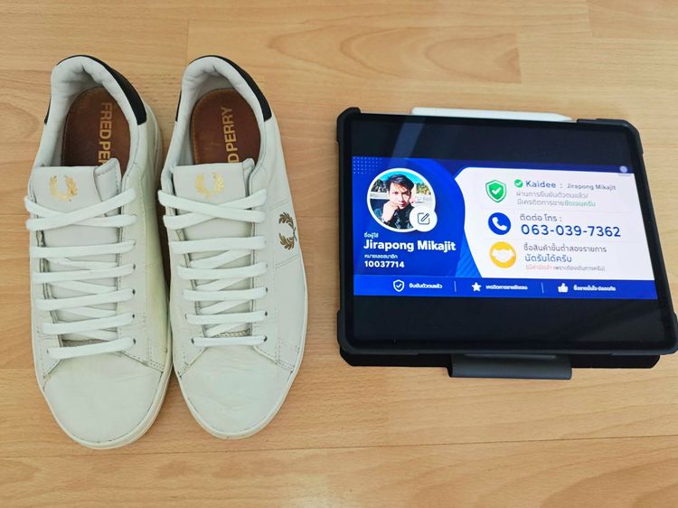 (ขายแล้ว) Fred Perry Spencer leather - Porcelain รูปที่ 2