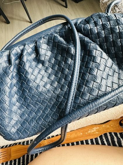 Genuine Woven Leather Crossbody Shoulder Bag Blue | LUXE Brandbag, Soft Lambskin