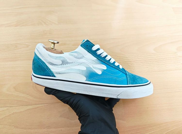 อื่นๆ รองเท้าผ้าใบ ผ้าใบ UK 8 | EU 42 | US 8.5 ฟ้า (42eu) Vans Old Skool Flame - Mediterranian Blue
