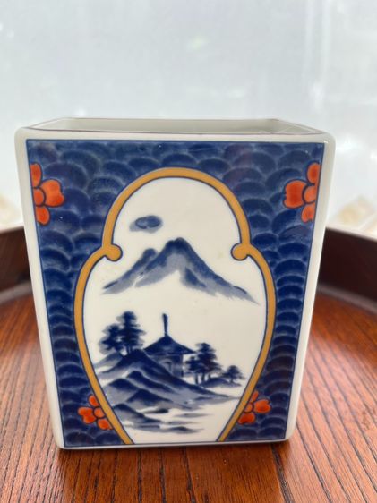 กล่องเซรามิก 4 เหลี่ยม  ลายญี่ปุ่นโบราณ (ลายเบญจรงค์) รูปที่ 2