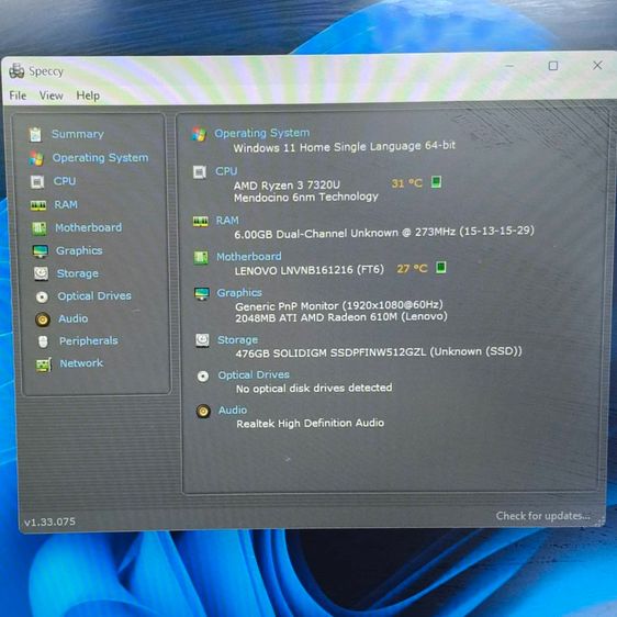 Lenovo IdeaPad Slim 3 15AMN8 Ryzen 3 7320U  RAM 8GB  SSD 512GB รูปที่ 10