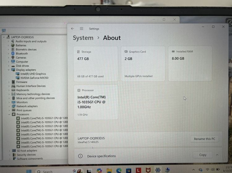 Lenovo slim3 core i5 10Gen การ์ดจอแยก win10แท้ เร็วลื่นๆ 5,900บาท รูปที่ 12