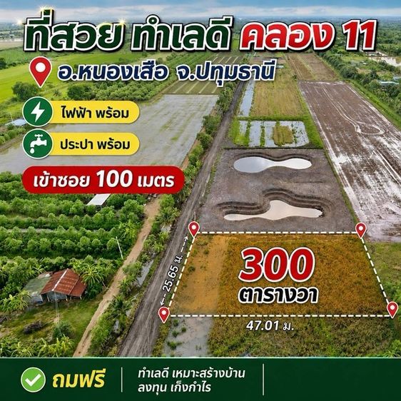 ที่ดินสวยทำเลดดีหลองเสือคลอง11