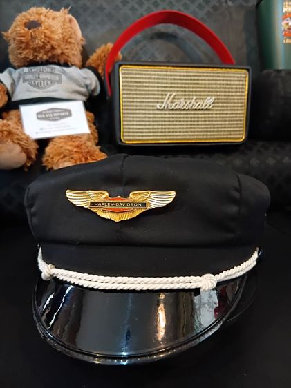 หมวกและหมวกแก๊ป หมวกวินเทจ กัปตันฮาเล่ย์ Vintage Captain's Harley Davidson 1940-1950's Size L