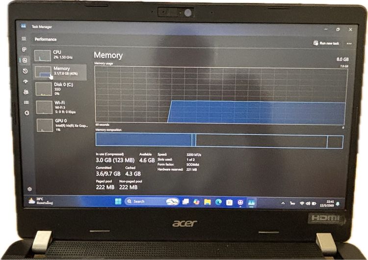 เลิกกิจการ ขายถูก ACER TravelMate TMP214- intel Core i5-1135G7 -จอIPS14”FHD แรม 8 GB +SSD 512GB รูปที่ 16
