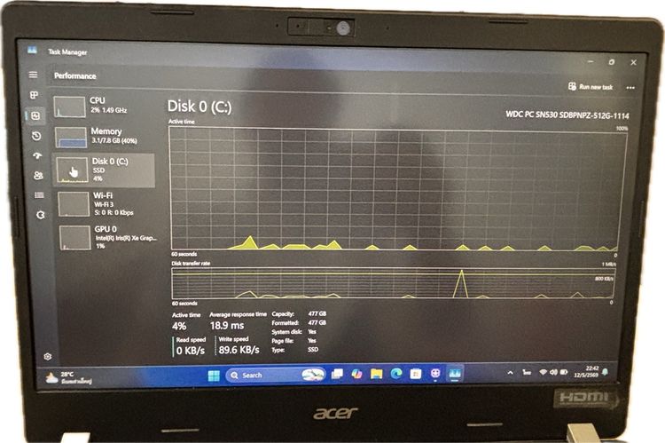 เลิกกิจการ ขายถูก ACER TravelMate TMP214- intel Core i5-1135G7 -จอIPS14”FHD แรม 8 GB +SSD 512GB รูปที่ 17