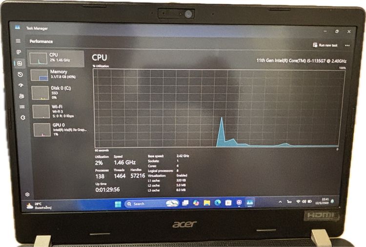 เลิกกิจการ ขายถูก ACER TravelMate TMP214- intel Core i5-1135G7 -จอIPS14”FHD แรม 8 GB +SSD 512GB รูปที่ 15