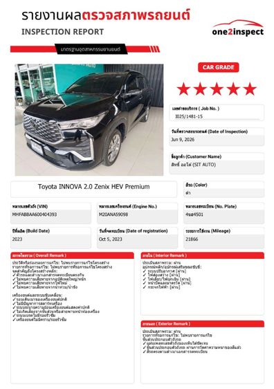 Toyota Innova 2023 2.0 Zenix HEV Premium Utility-car ไฮบริด ไม่ติดแก๊ส เกียร์อัตโนมัติ ดำ รูปที่ 2